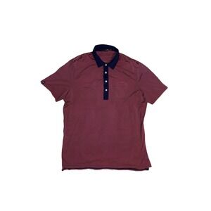 RLX RALPH LAUREN Polo Shirt Mens XL Navy Pink Striped Performance Golf Pocket